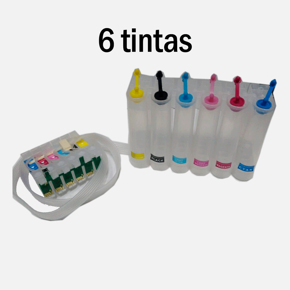 Sistema de Tinta Continua (6Colores) Adaptado con tinta  de sublimación (no incluye chip)